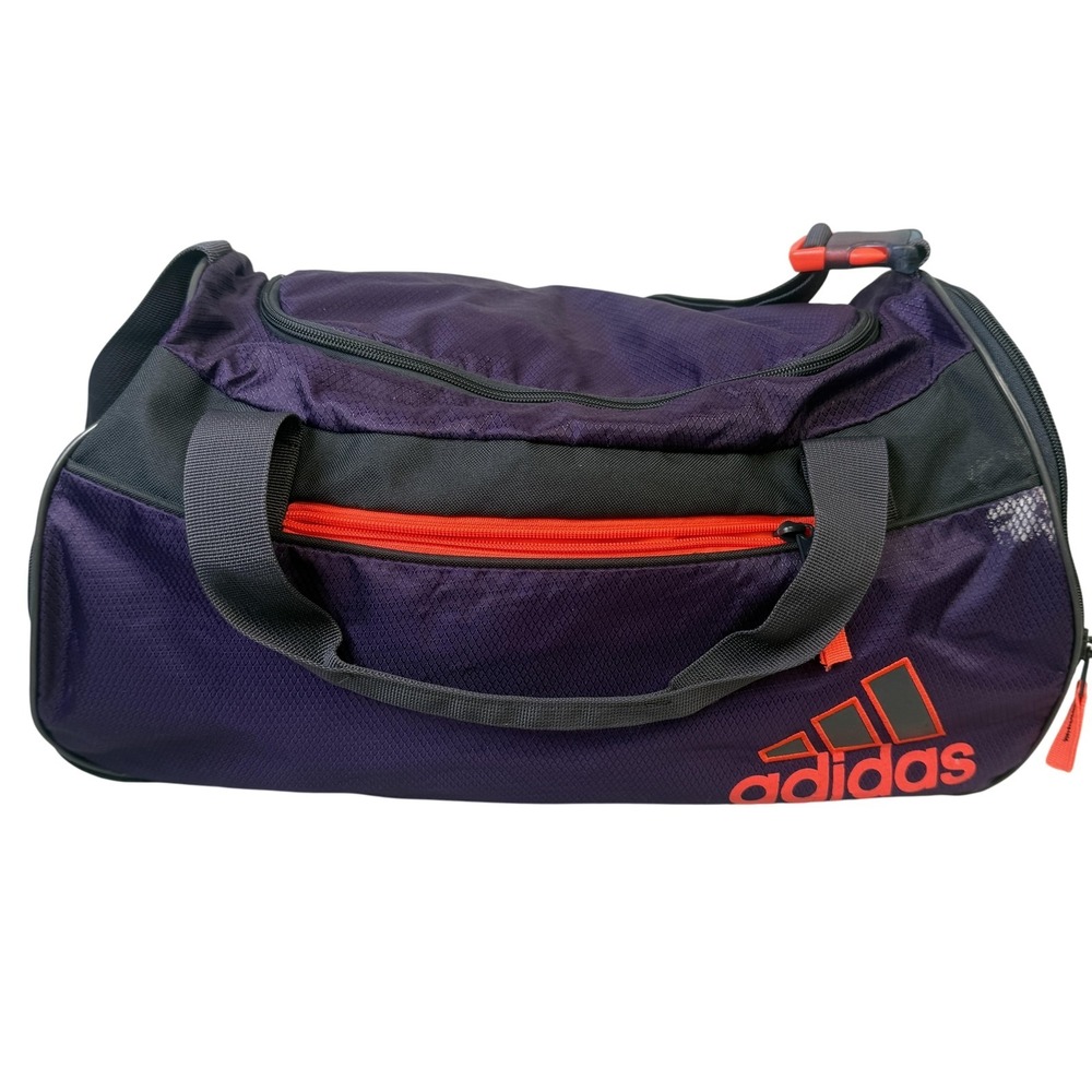 Adidas‎ Purple Black Duffel Gym Bag Shoulder Strap Little Stuff Pocket Medium
